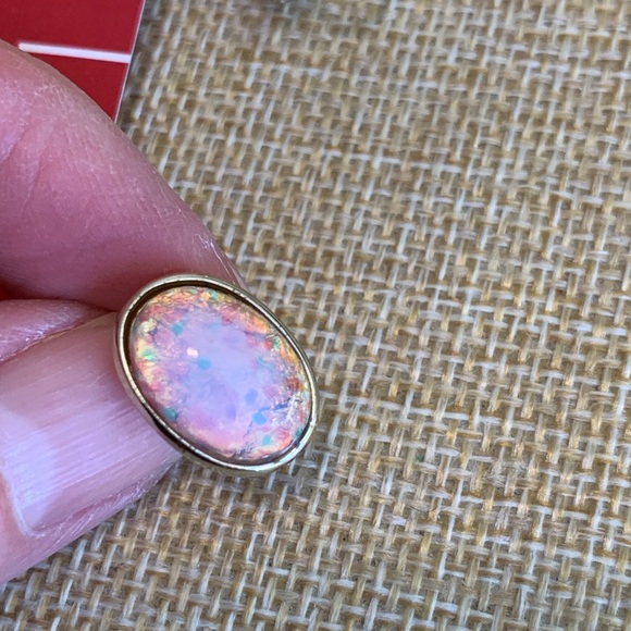 Vintage 1960’s Longcraft faux opal and dragon’s breath screw back earrings - Picture 6 of 8